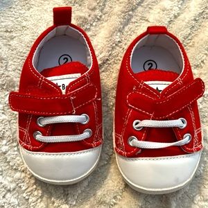 Size 2 Infant Sneakers Rubber Sole Velcro Red Converse Baby Baby Brand NEW!!
